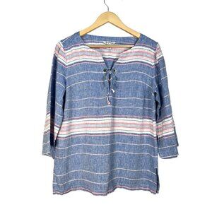 Tommy Bahama 100% linen striped Coastal nautical tunic sz S